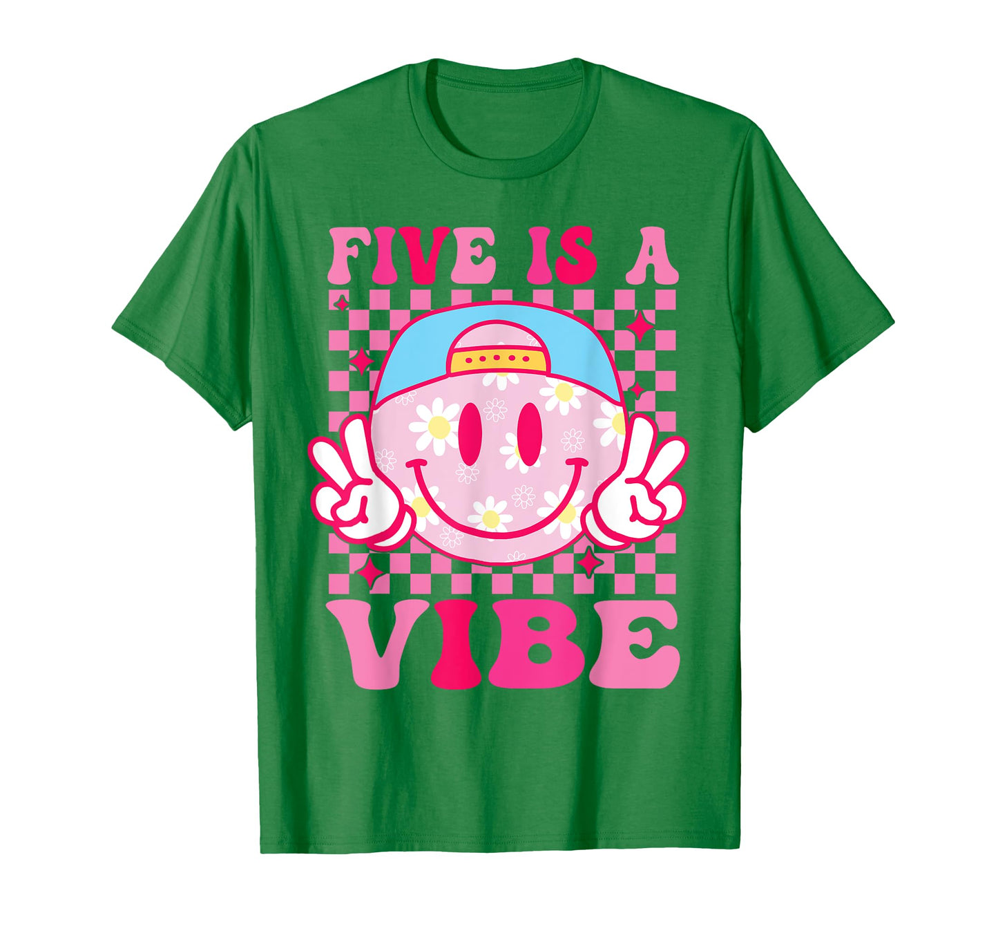 Five is A Vibe Birthday Groovy 5 Year Old Girls 5th Birthday T-Shirt