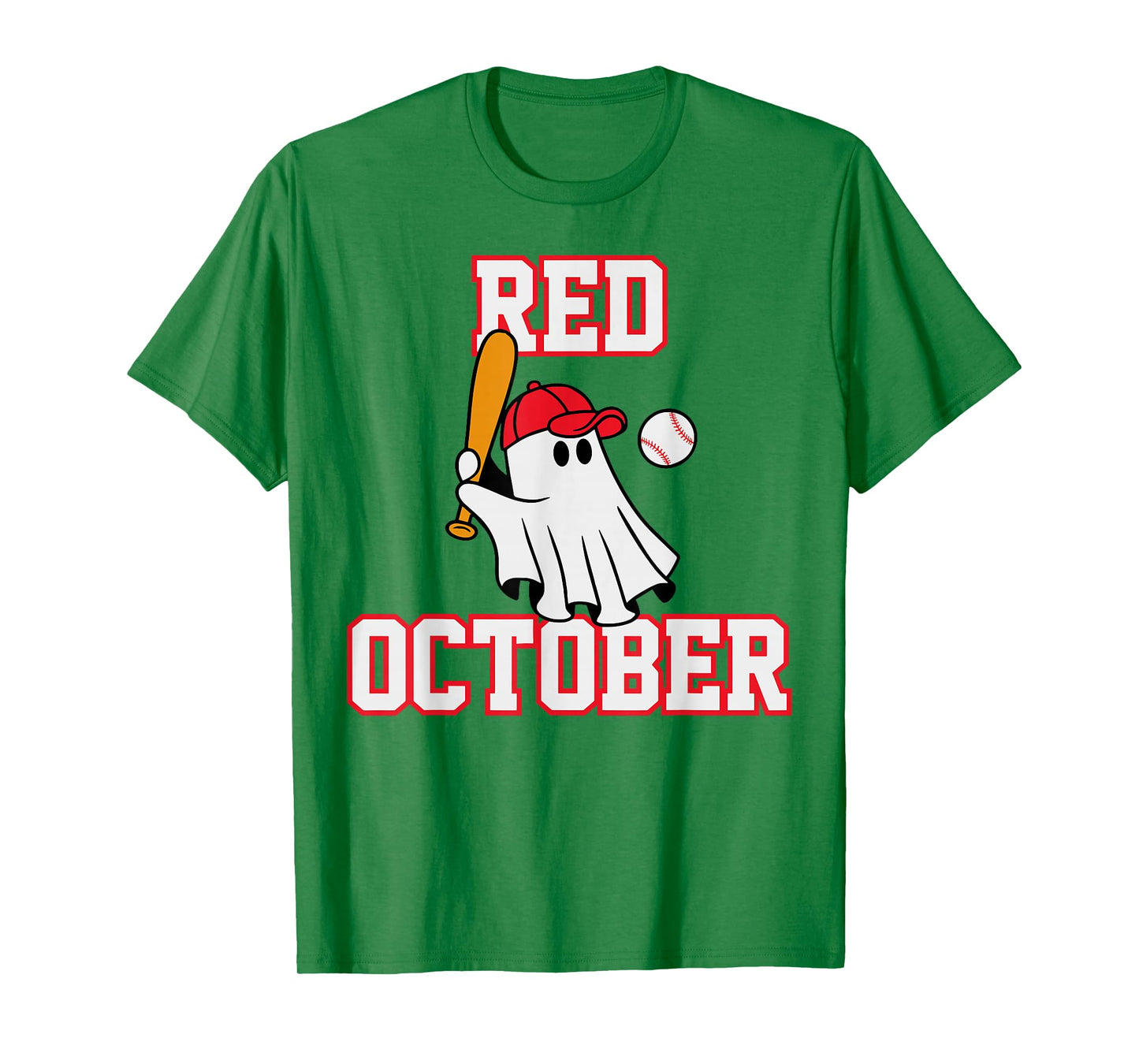 Red October Halloween Ghost Playing Baseball Sport Women Men T-Shirt