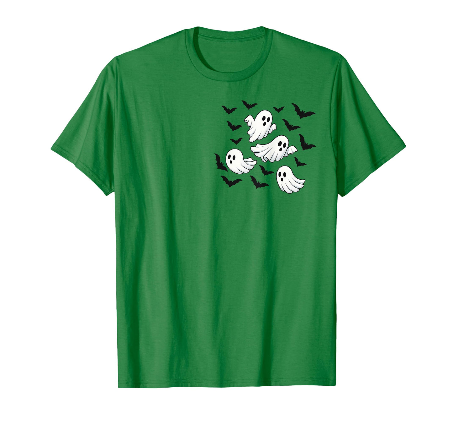Cute Flying Ghosts and Bats Halloween Pocket Spooky Season T-Shirt