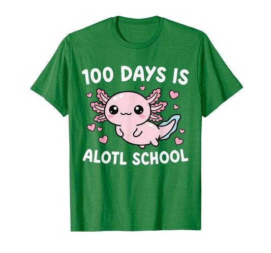 100 Days is Alotl Outfit Girls 100th Day of School Axolotl T-Shirt