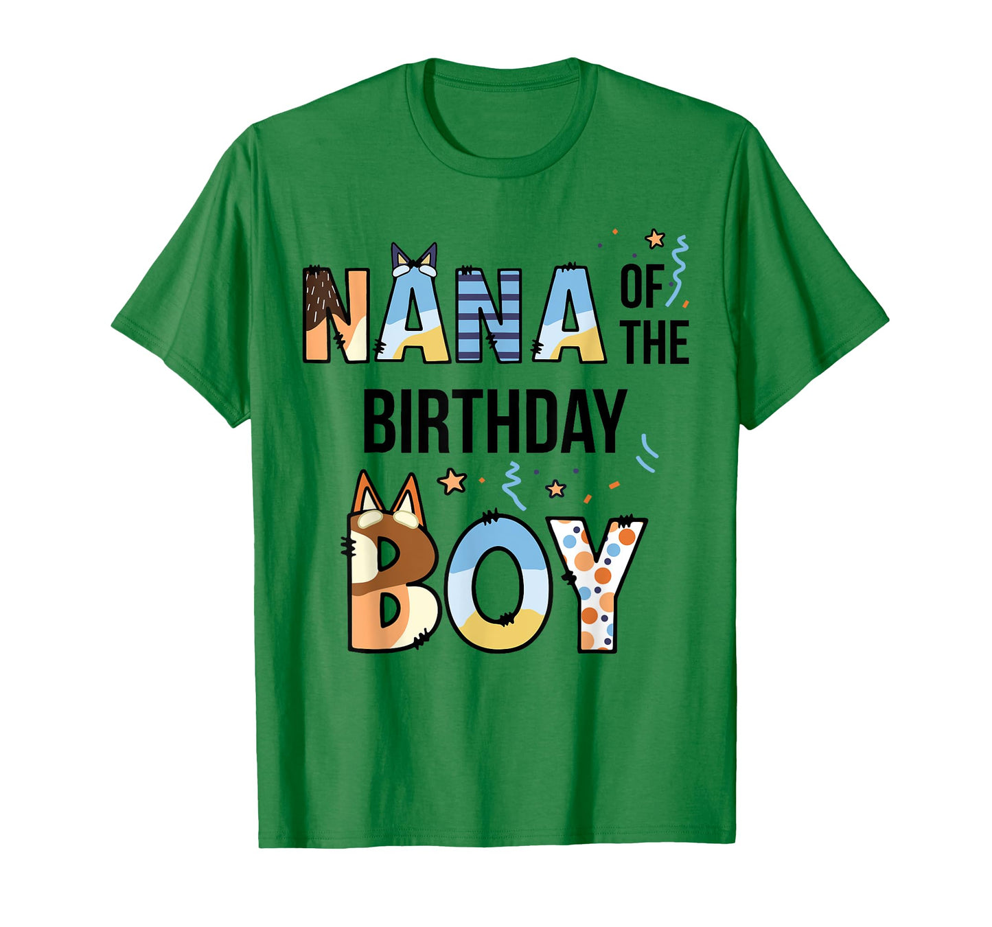 Nana Of The Birthday Boy Party Blue Dog Lover Matching T-Shirt