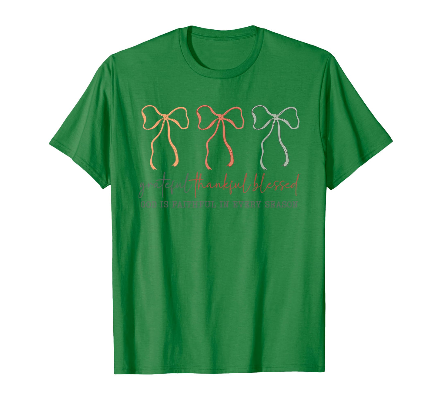 Grateful Thankful Blessed God's Faithful Christian Faith Bow T-Shirt