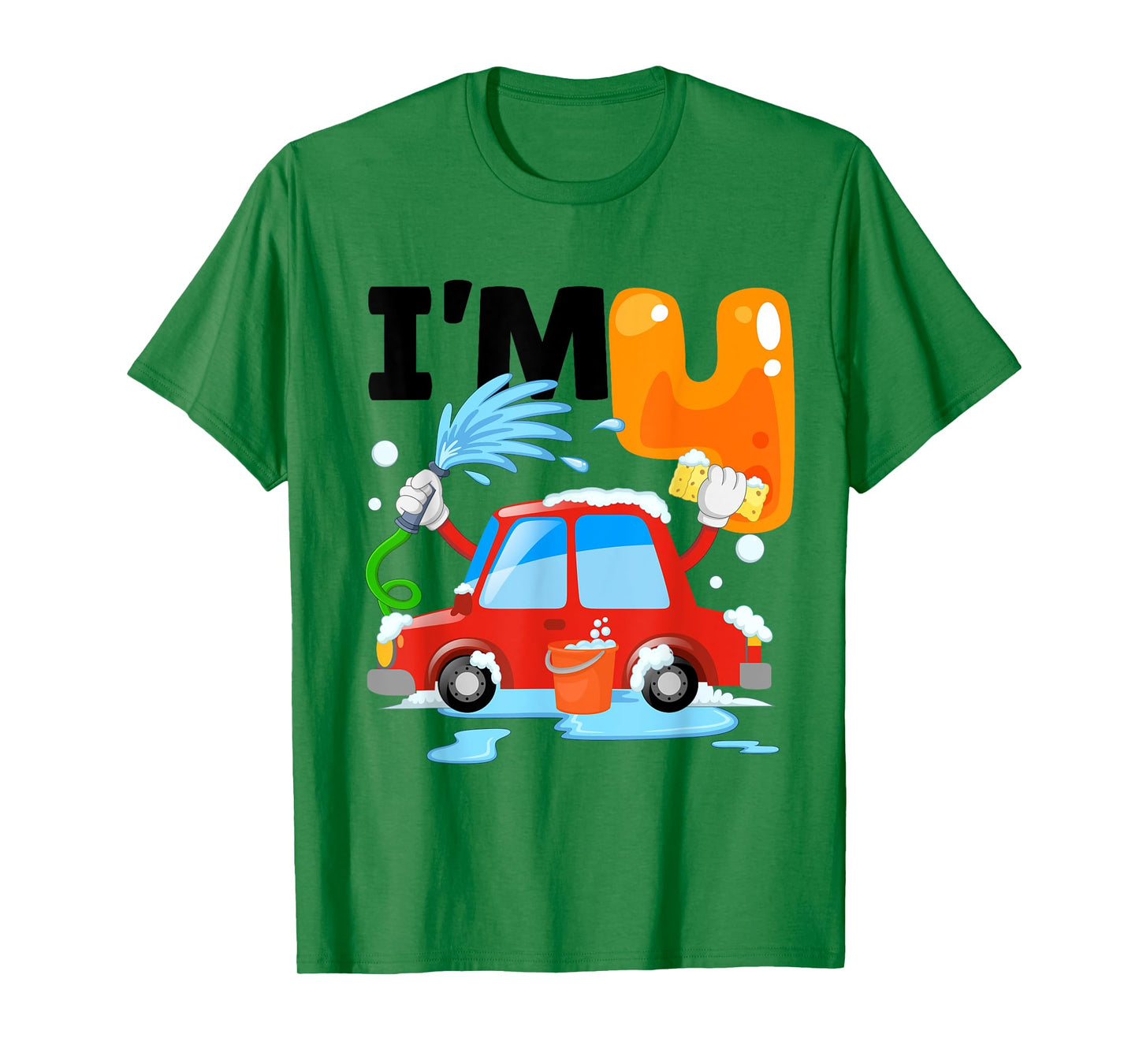 Car Wash 4 Four Year Old Kids 4th Birthday Party Theme T-Shirt