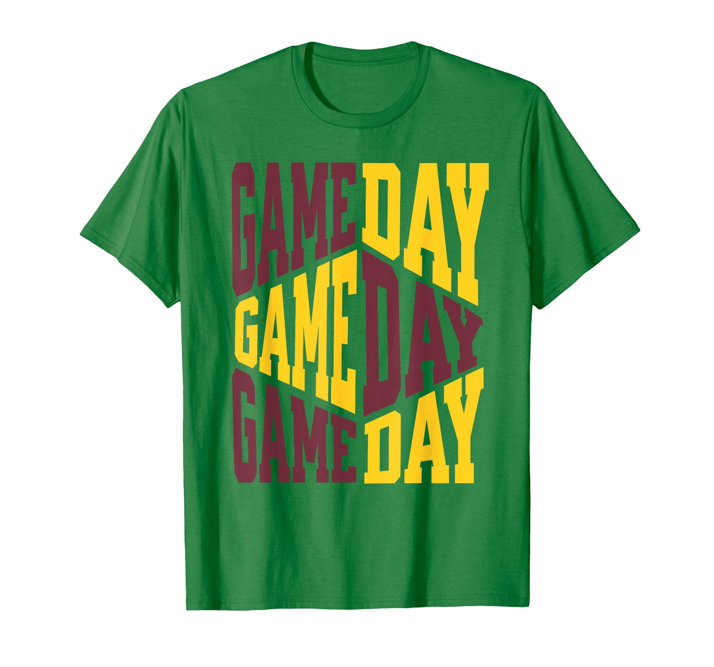 Game Day Sports Football Maroon Yellow Gold School Spirit T-Shirt