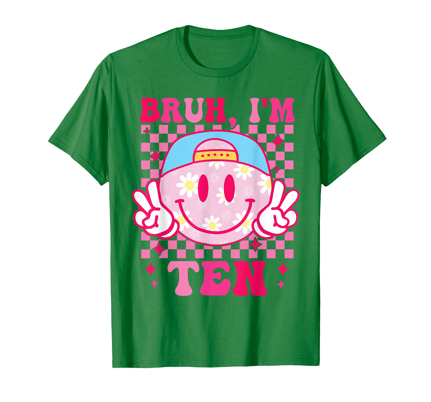 Bruh I'm Ten 10 10th Birthday Groovy Girls 10 Years Old T-Shirt
