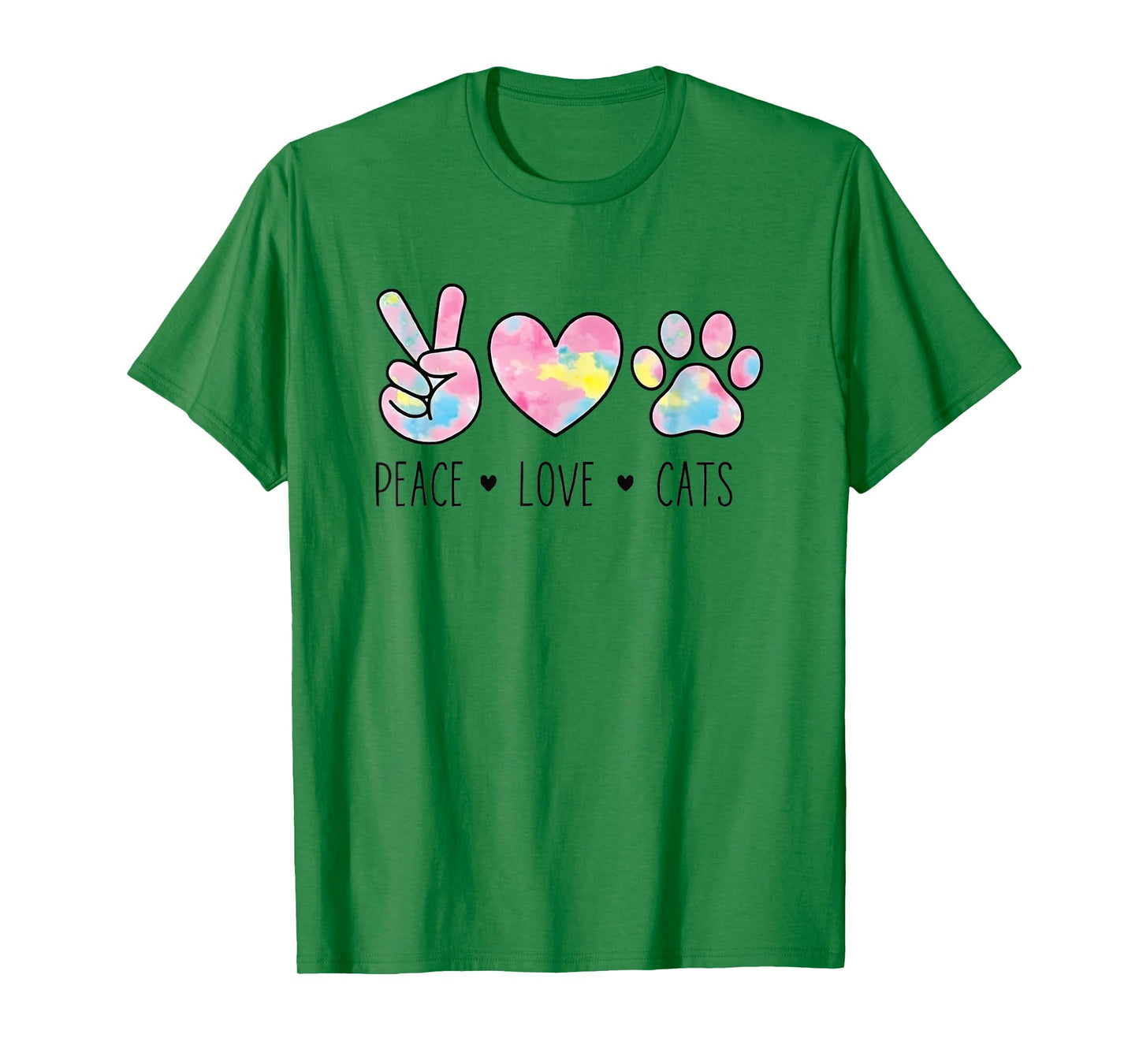 Peace Love Cats Cute Paw Heart Cat Lover Positive Animal T-Shirt