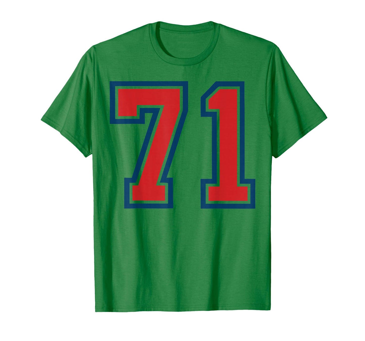 Red and Blue Sports Number 71 Jersey Uniform Player Fan T-Shirt