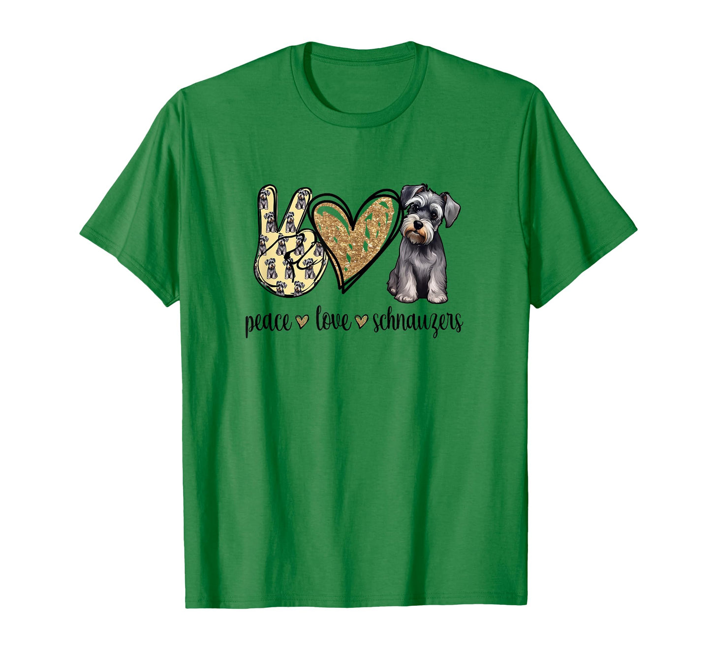 Funny Womens Peace Love Miniature Schnauzer Lover T-Shirt