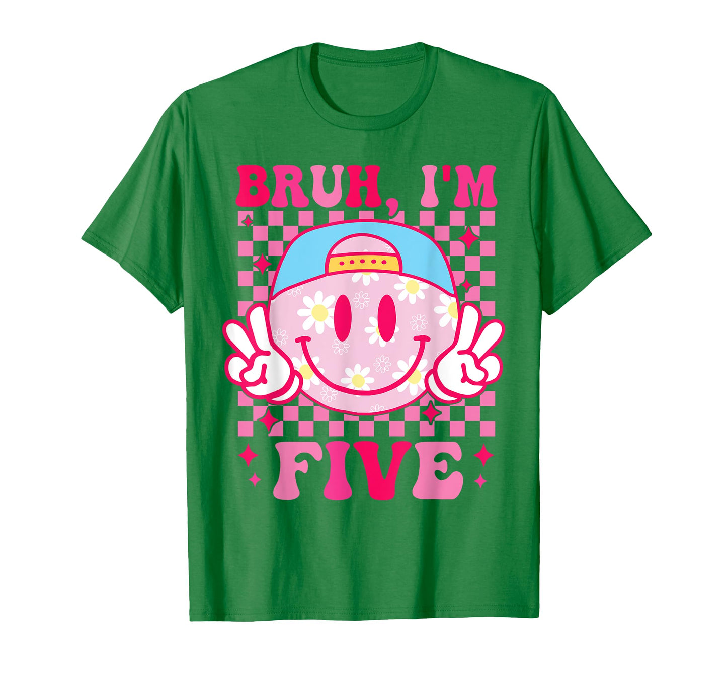 Bruh I'm Five 5 5th Birthday Groovy Girls 5 Years Old T-Shirt