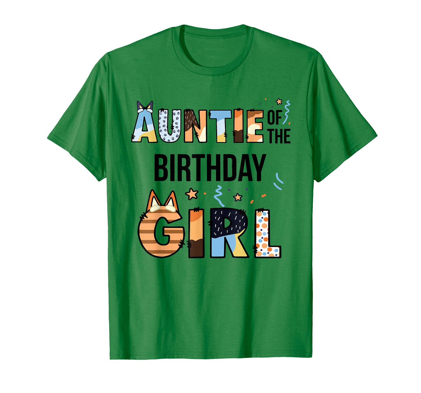 Auntie Of The Birthday Girl Party Blue Dog Lover Matching T-Shirt