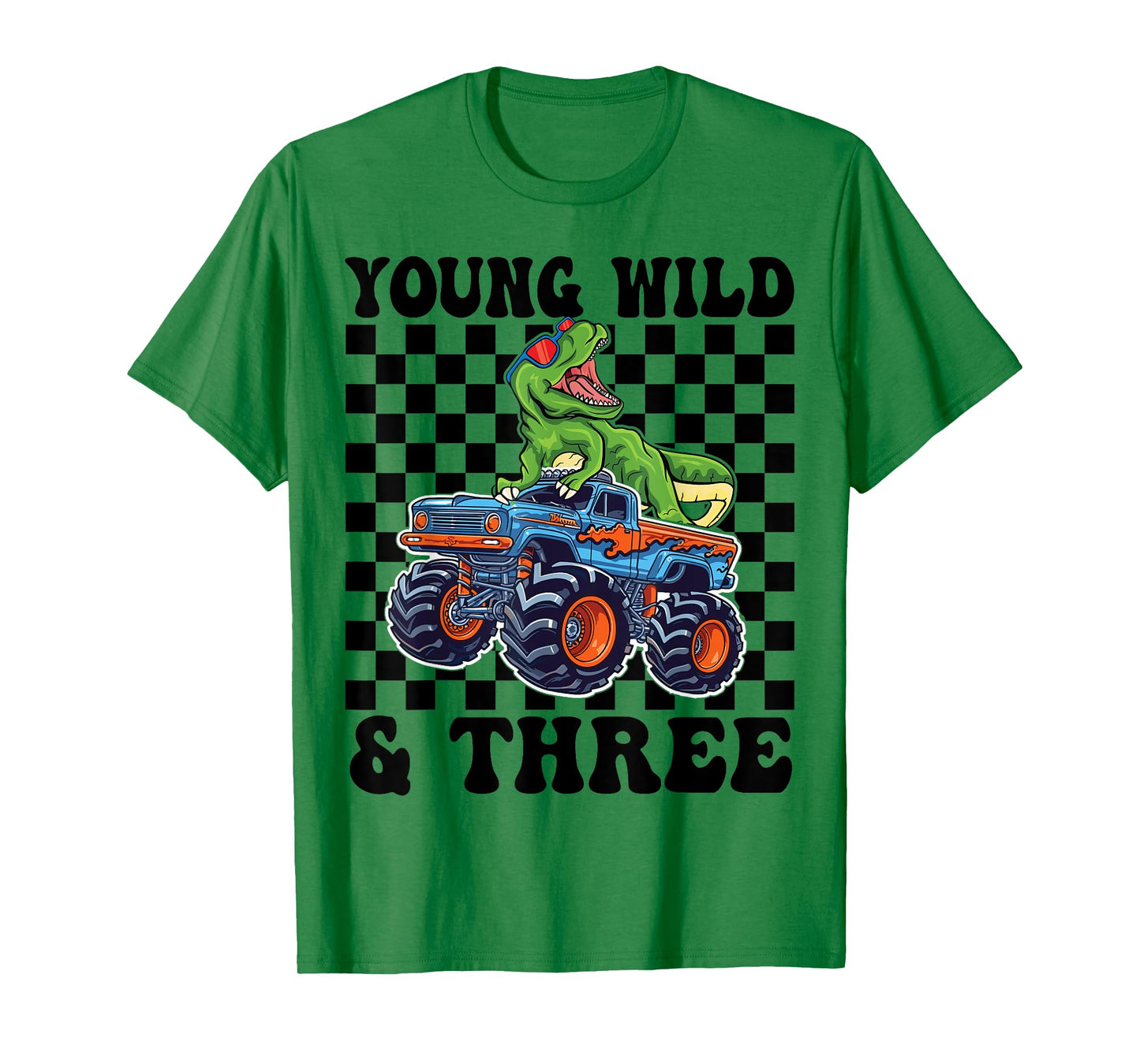3rd Birthday Monster Truck Young Wild And Three 3 Year Old T-Shirt