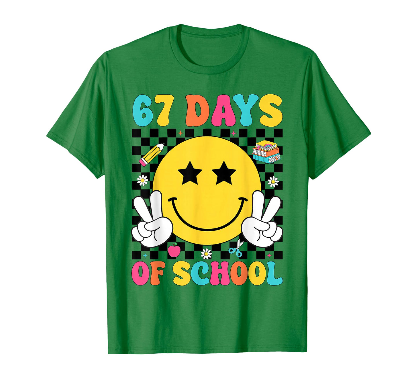 67 Days of School Retro Smile Teacher Kids Six Seven 67 Meme T-Shirt
