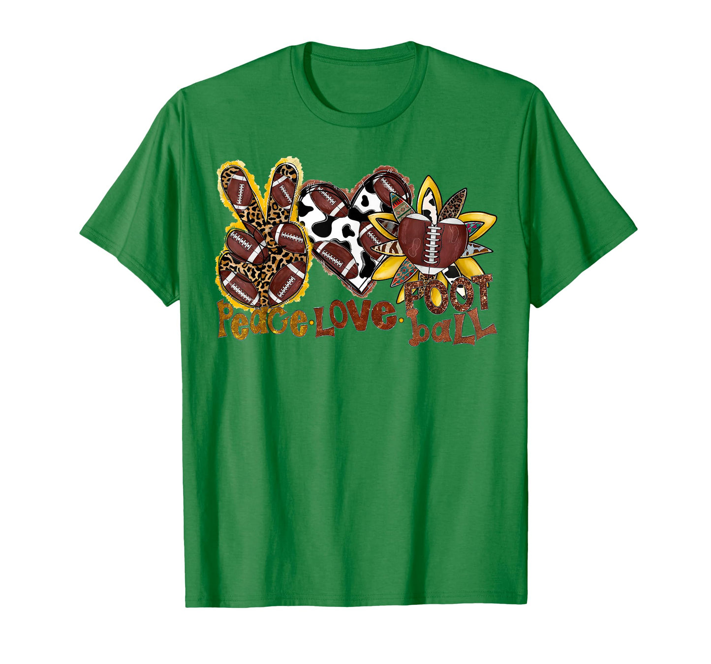 Peace Love Football Leopard American Football Lovers T-Shirt