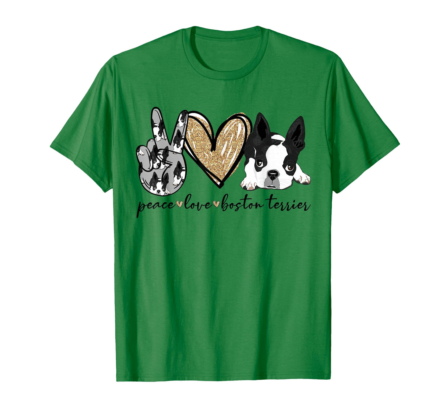 Peace Love Boston Terrier Funny Boston Terrier Lover Dog Mom T-Shirt