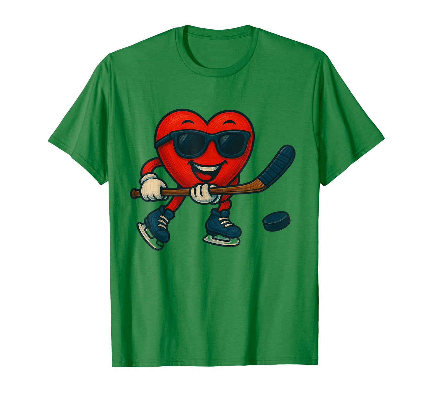 Valentines Day Ice Hockey Funny Red Heart Love Boys Kids T-Shirt