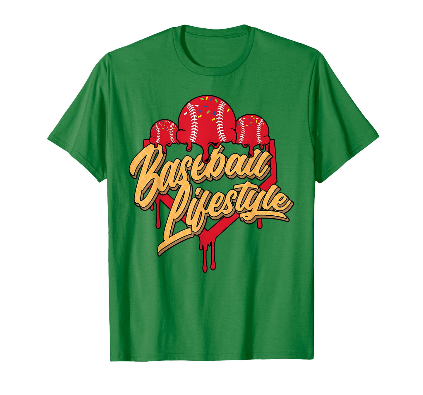 Baseball Lifestyle Home Plate Ice Cream Drip Men Boys Youth T-Shirt