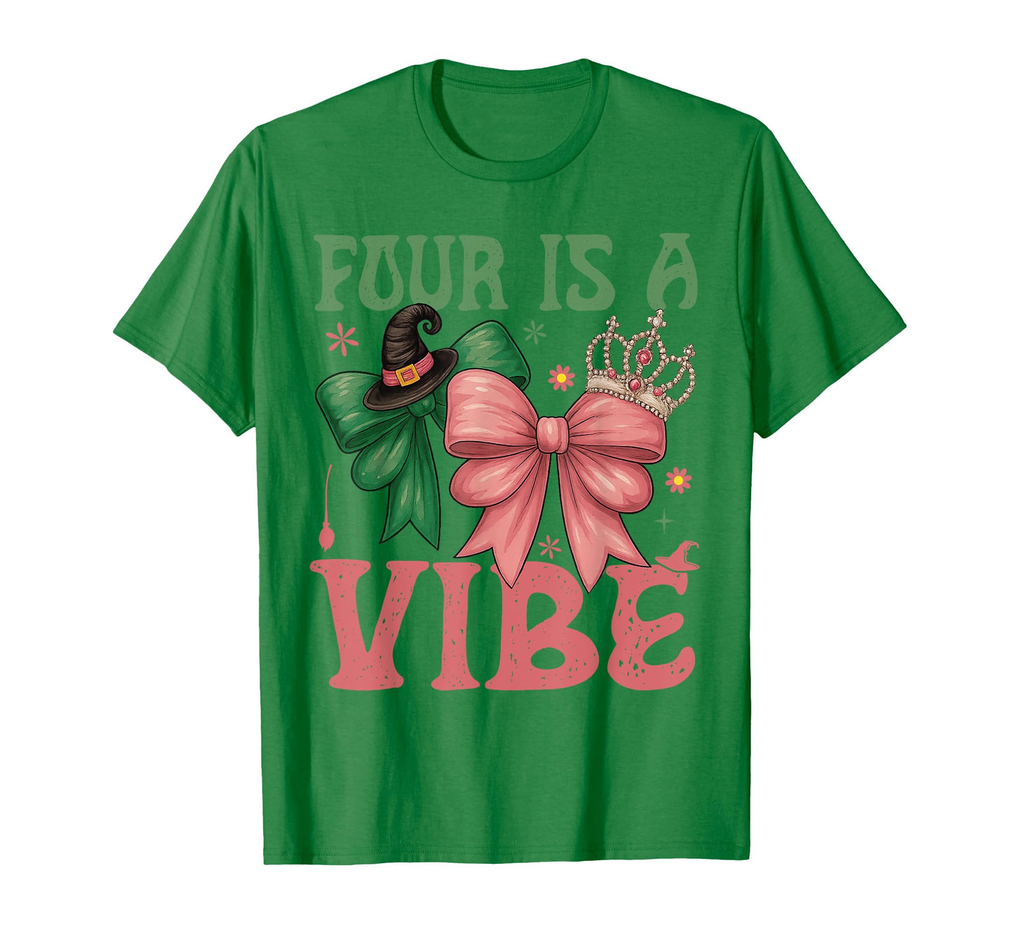 Four is A Vibe 4th Birthday Girl Witch 4 Years Old Girls T-Shirt