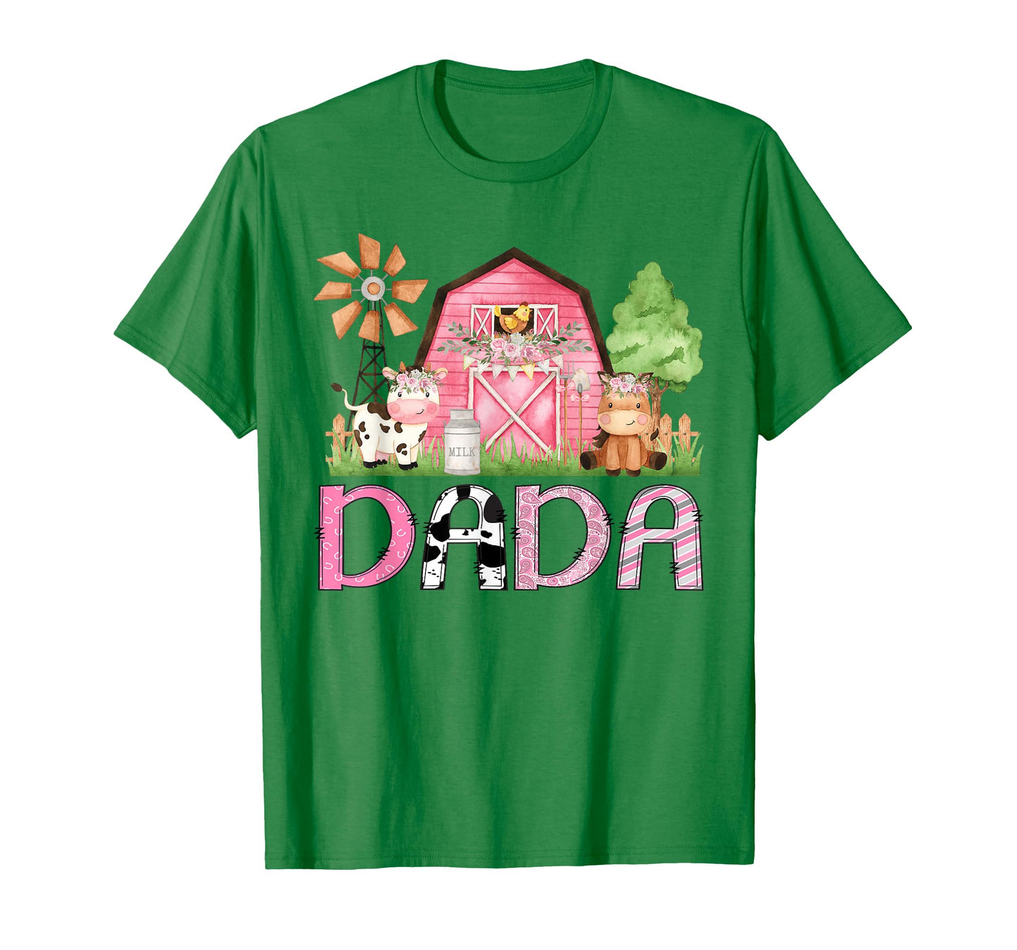 Dada Pink Farm Animal Birthday Kids Matching Family T-Shirt