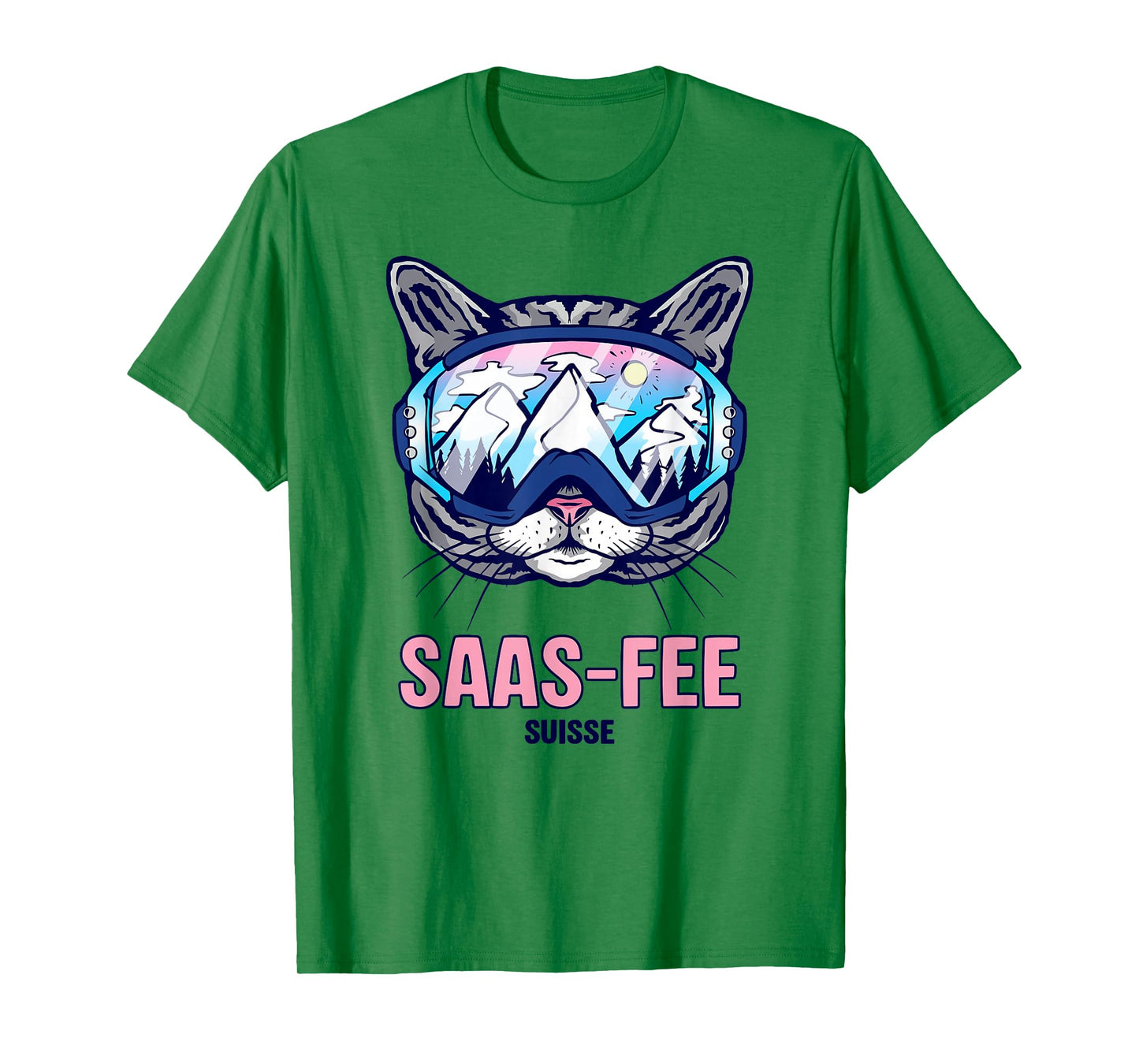 Cat Ski Goggles Mountain Panorama SAAS-Fee T-Shirt