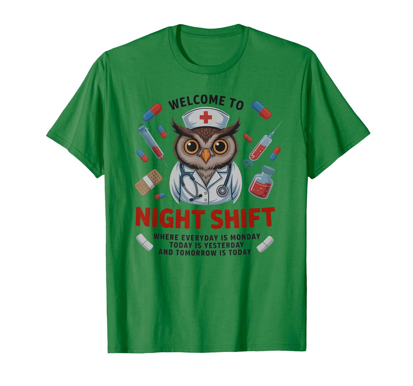 Cute Night Shift Nurse Owl Life ER ICU NICU CVICU SICU Staff T-Shirt