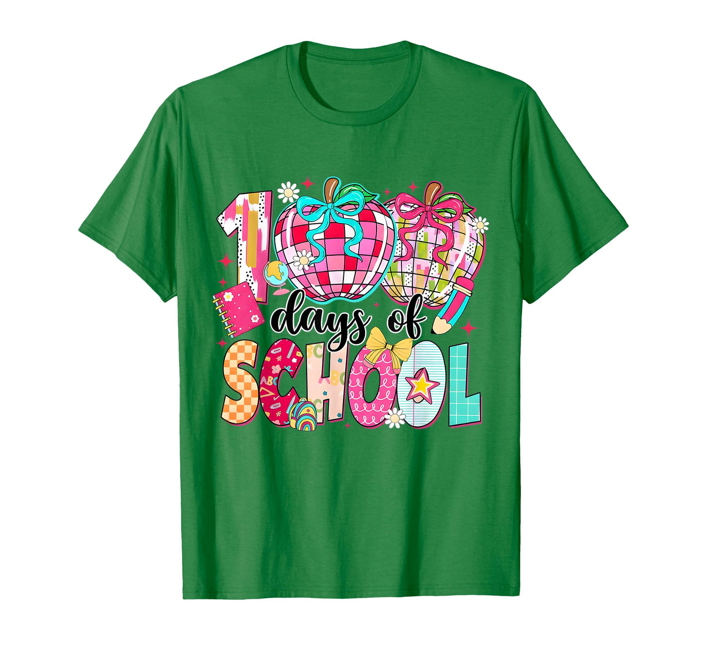 100 Days of School Girls Coquette Bow 100th Day of School T-Shirt