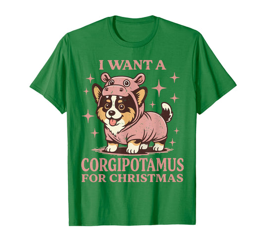 Corgipotamus Funny Tri Color Corgi Christmas Pajama Costume T-Shirt