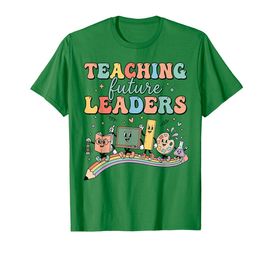 Retro Teaching Future Leaders Groovy Teacher Back to School T-Shirt