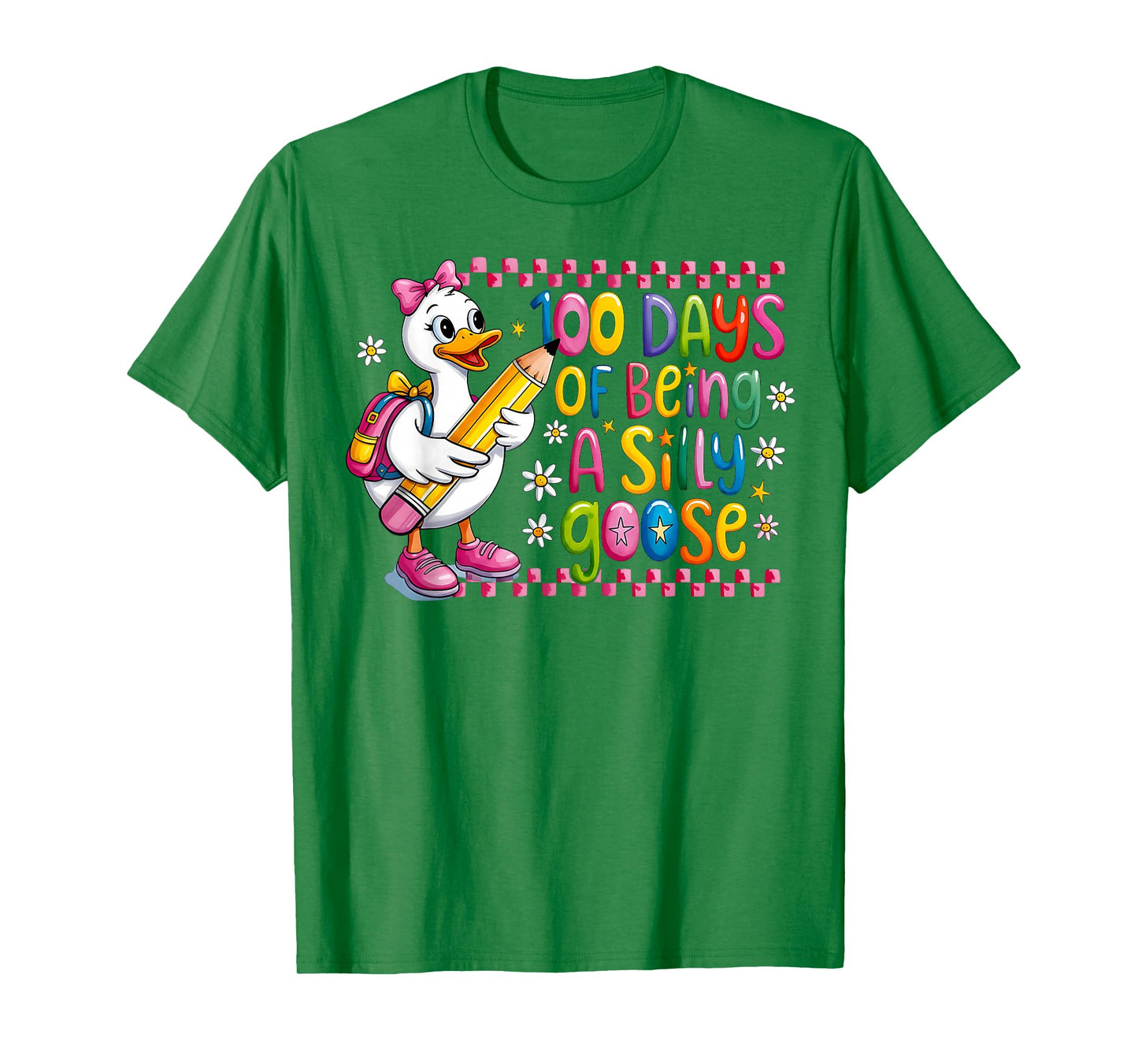 100 Days of School Girls Teacher 100th Day Silly Goose T-Shirt