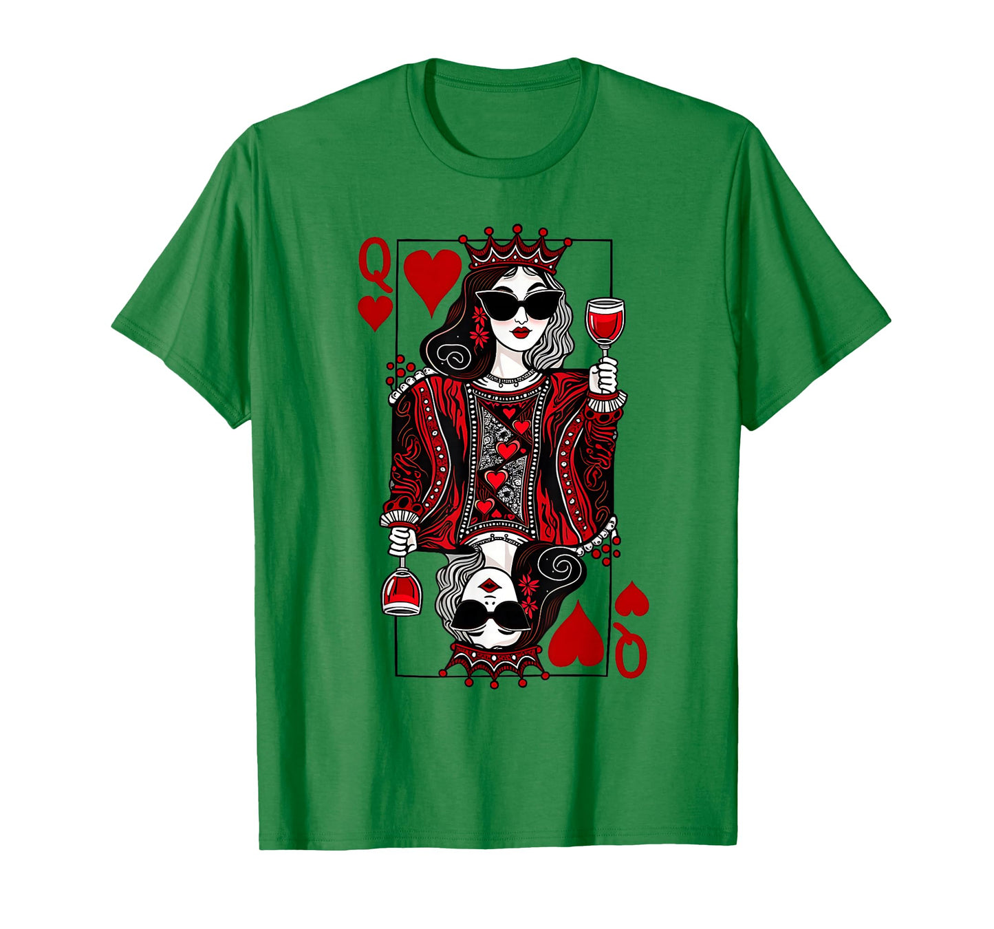 Queen of Hearts Wine Lover Womens Ladys T-Shirt