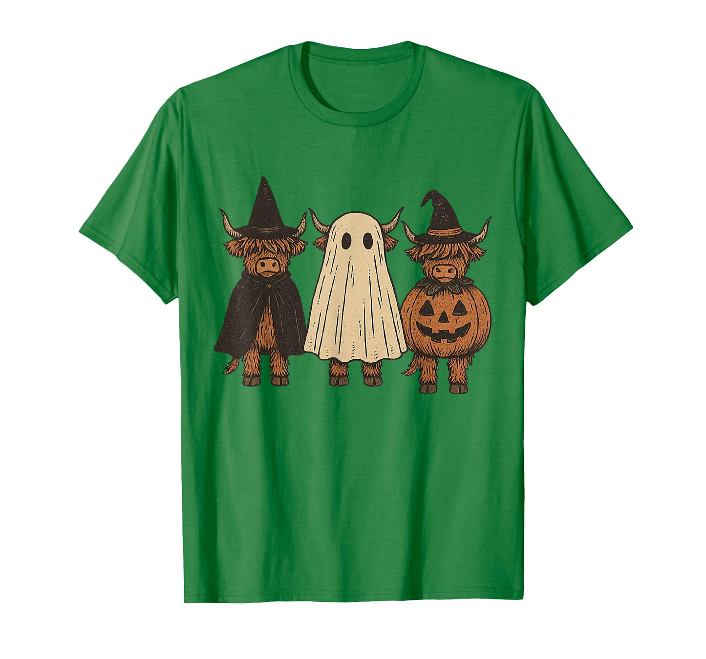 Funny Halloween Highland Cow Ghost Spooky Pumpkin T-Shirt