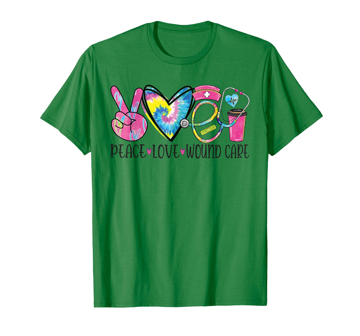 Peace Love Wound Care Nurse Nursing Heart Stethoscope T-Shirt