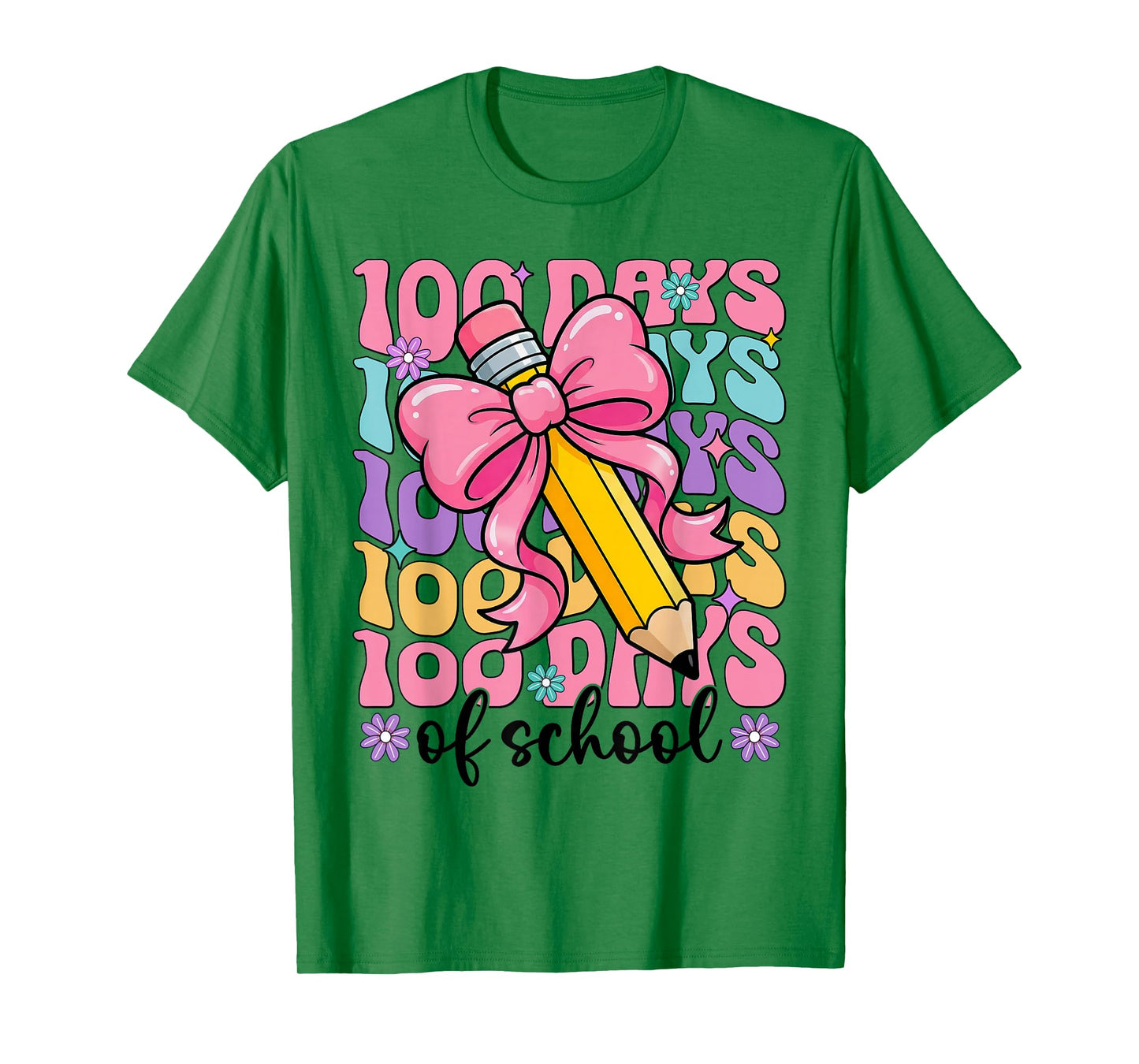 100 Days of School Girls Coquette Bow 100th Day of School T-Shirt
