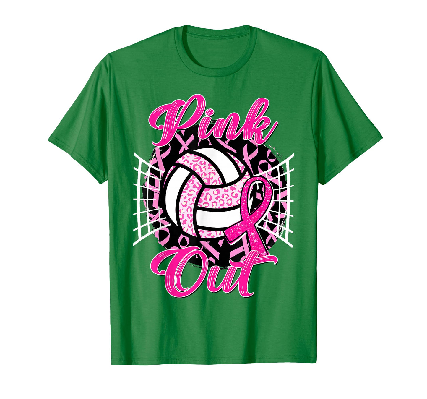Pink Out Volleyball Ribbon Breast Cancer Awareness Women T-Shirt