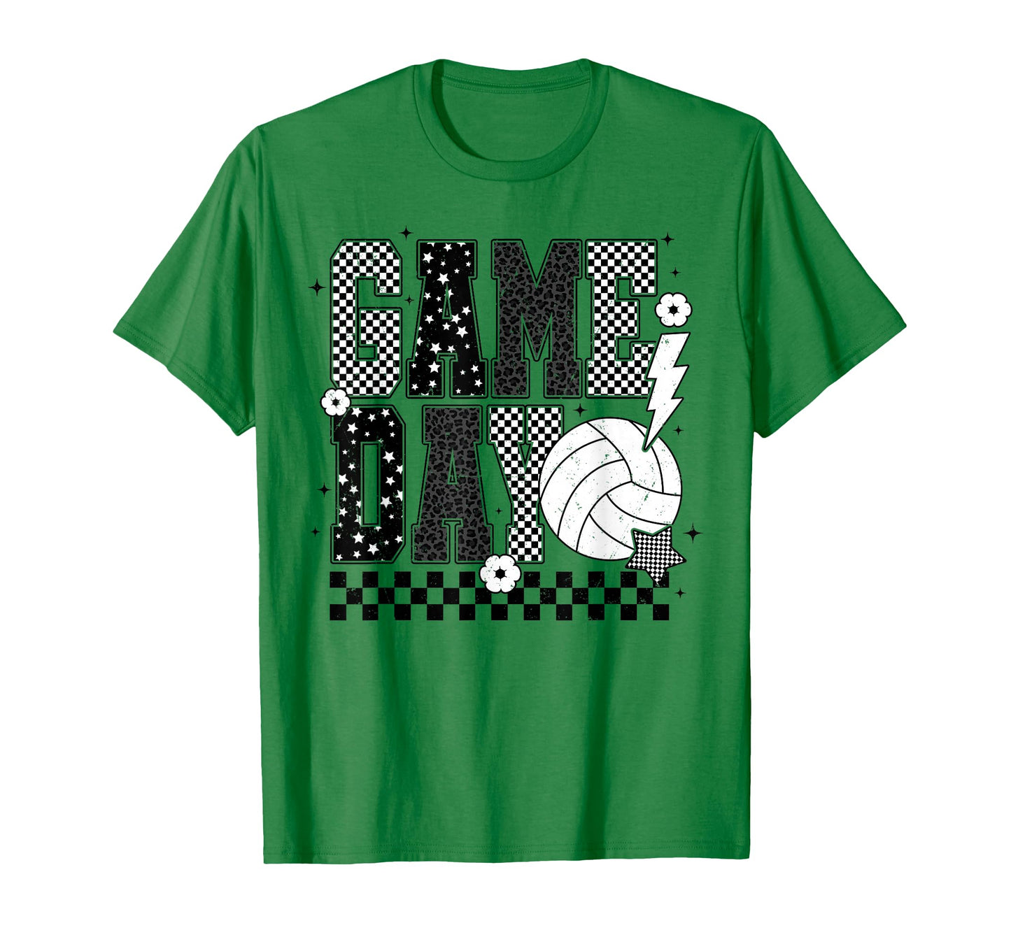 Game Day Volleyball Checkered Funny Volleyball T-Shirt