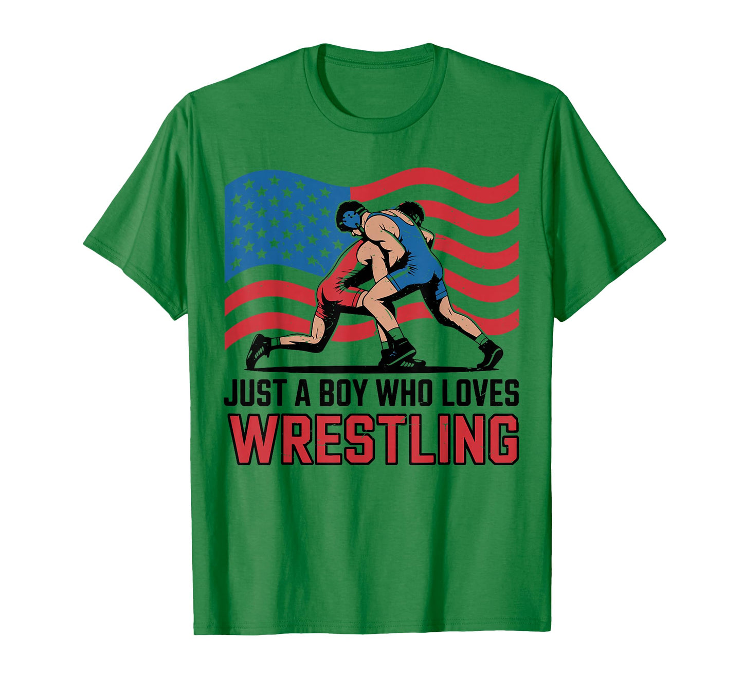 Toddler Boy Who Loves Wrestling American Flag US Wrestler T-Shirt