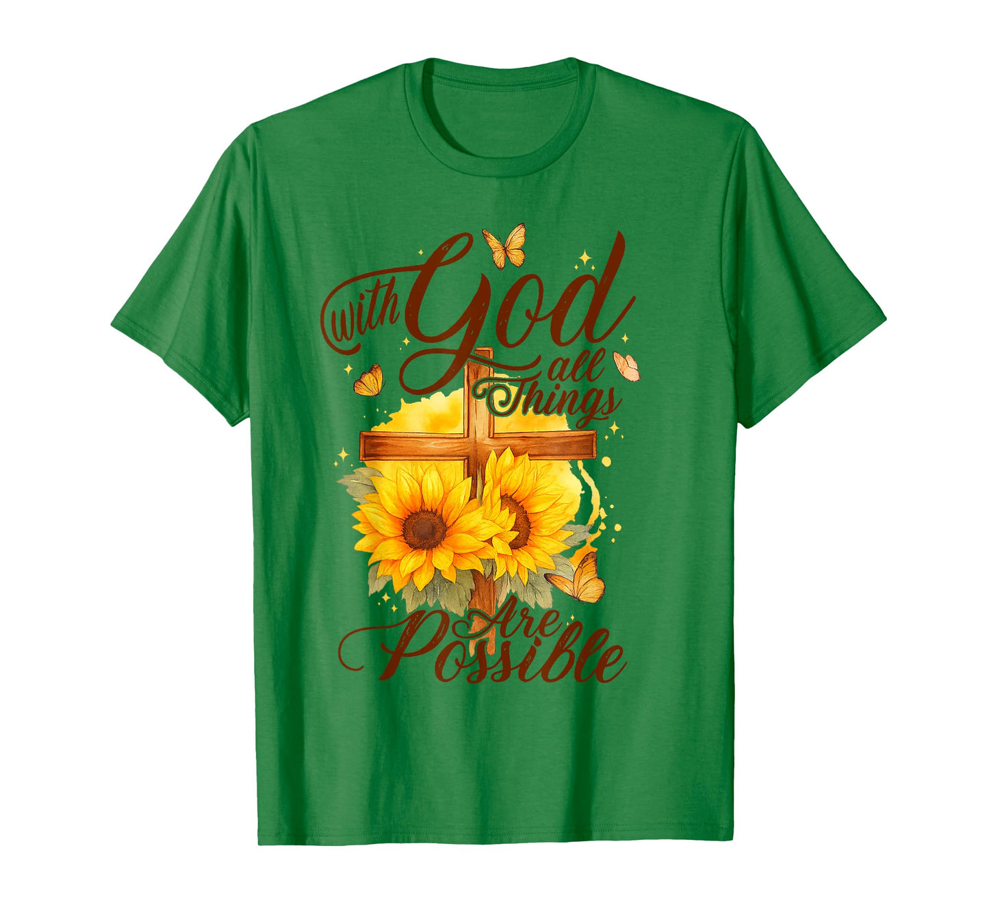 with God All Things are Possible Lamb Cross Bible Verse T-Shirt