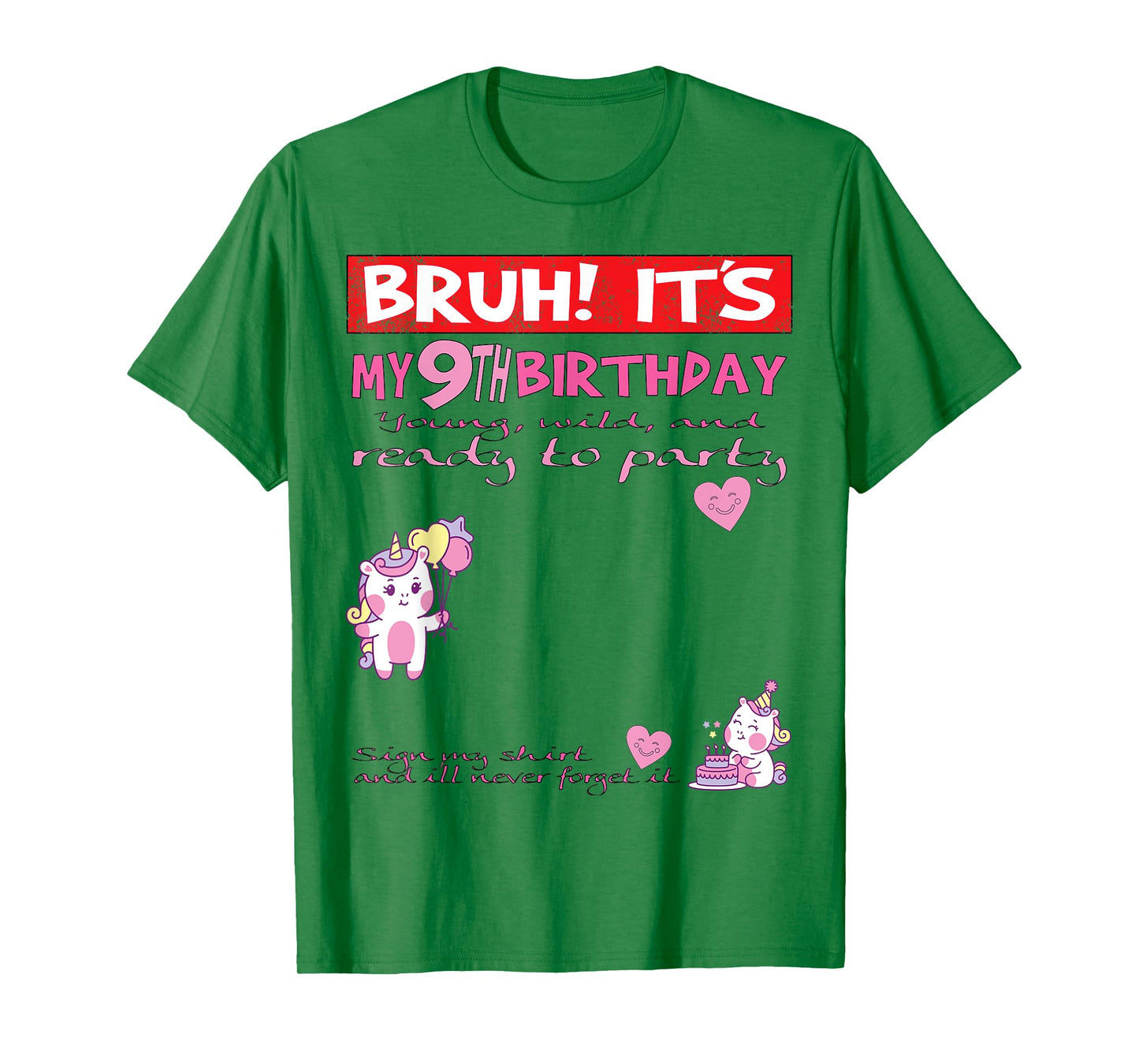 It's My 9th Birthday girl Sign My Shirt Bday T-Shirt