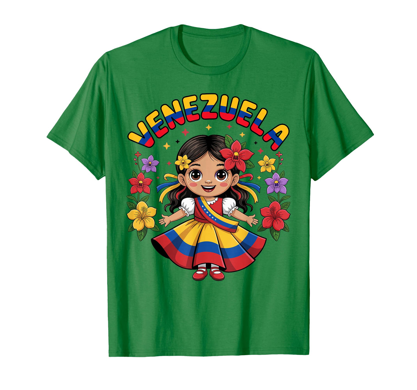 Cute Venezuela Girl Traditional Dress Colorful Art Kids T-Shirt