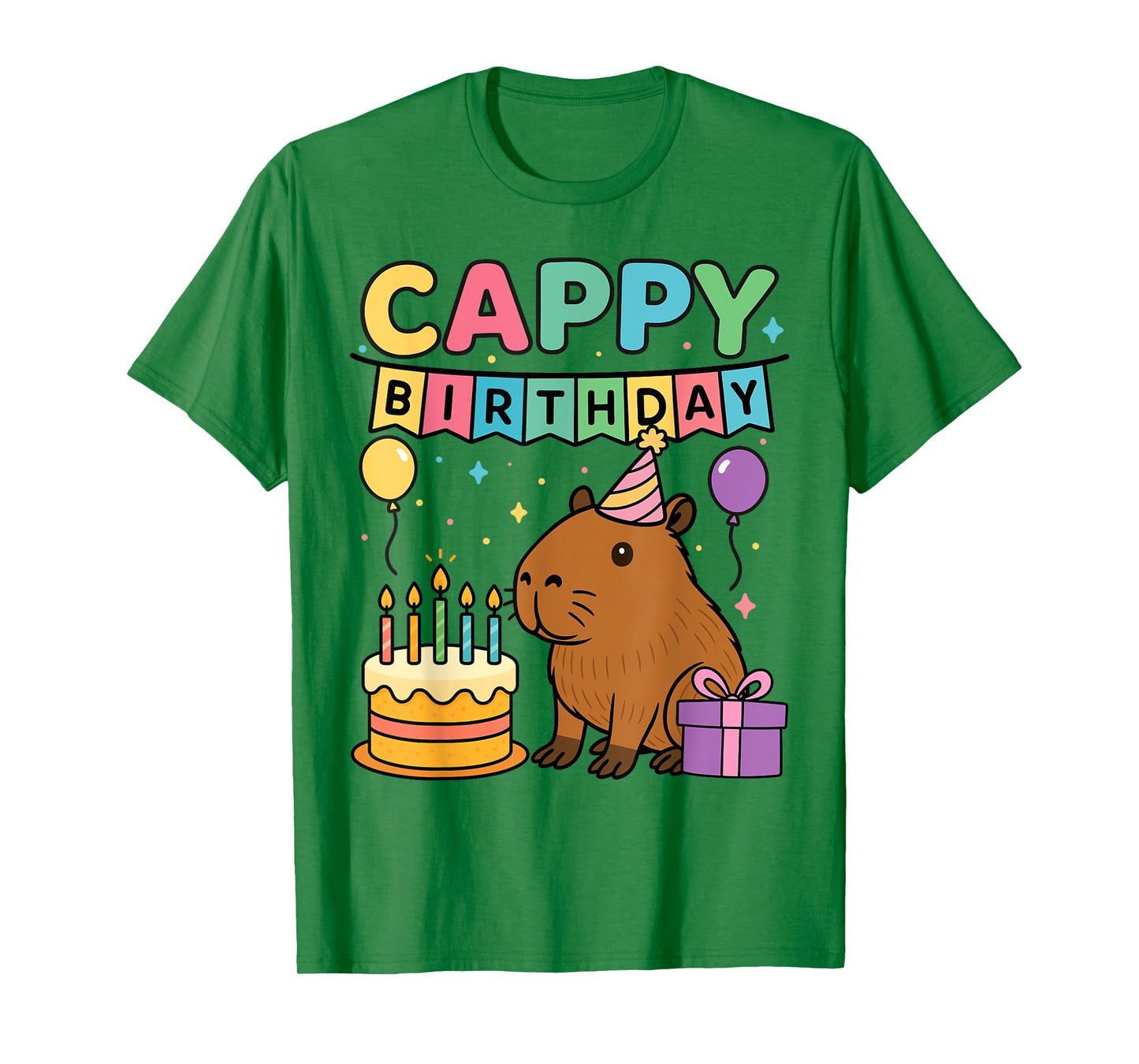 Cute Capybara Lovers Cappy Birthday tee Happy Birthday Party T-Shirt