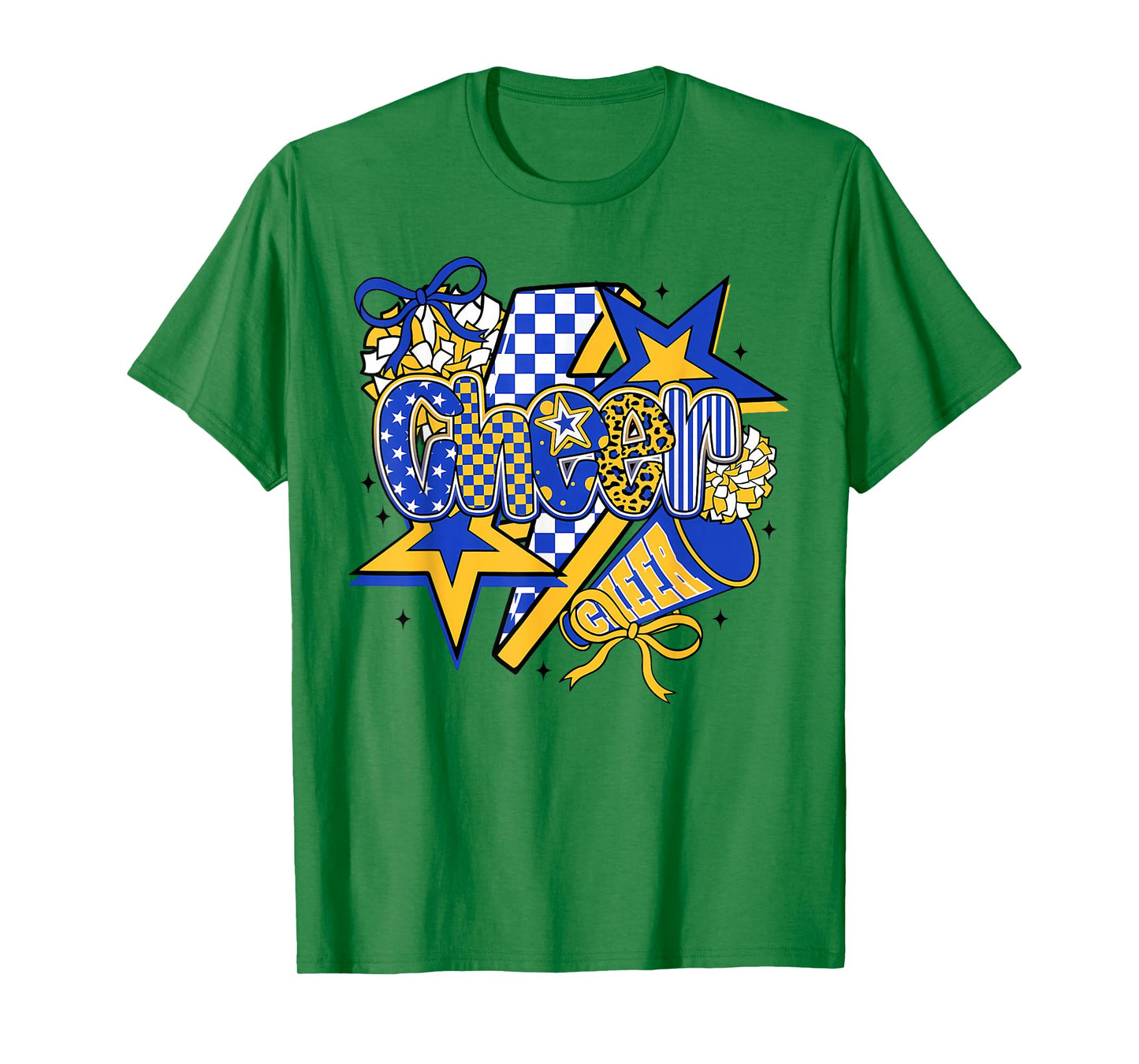 Preppy Cheer Game Day Cheer Mom Cheerleader Cheer Blue Gold T-Shirt