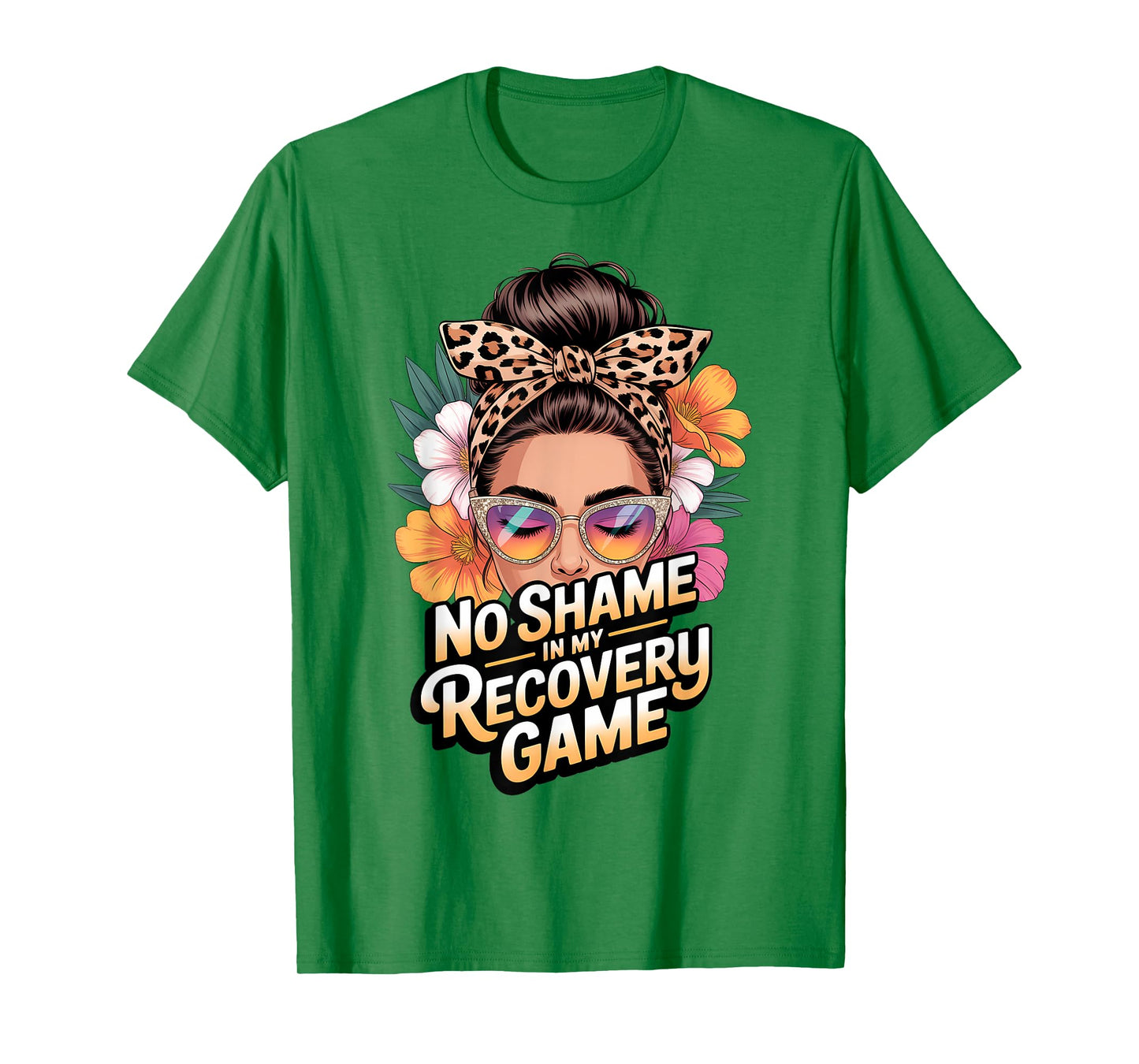 No Shame in My Recovery Game Floral Sober AA/NA Anniversary T-Shirt
