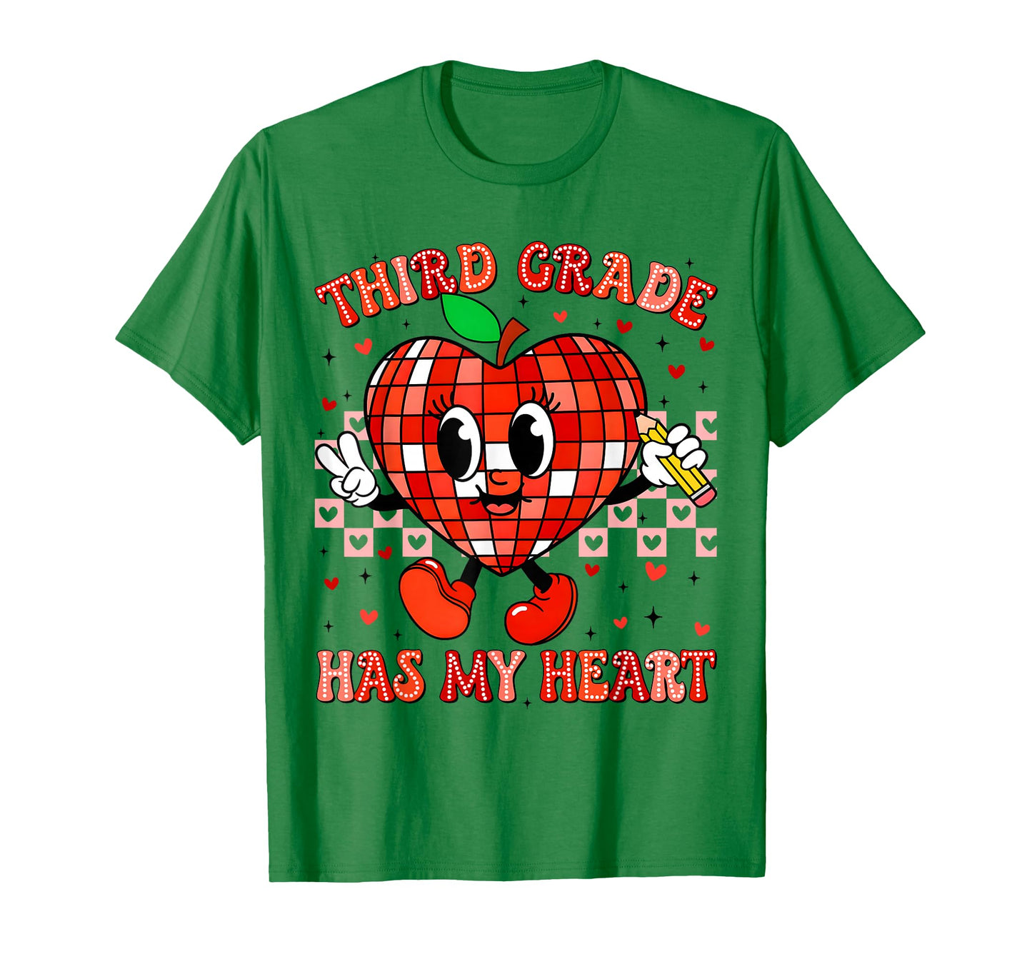 Third Grade Has My Heart Peace Sign Outfit Teacher Men Women T-Shirt