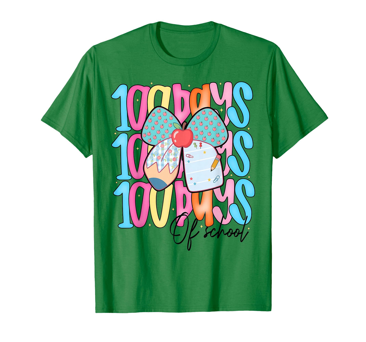 100 Days of School Coquette Pencil Bow Girl Women Teacher T-Shirt