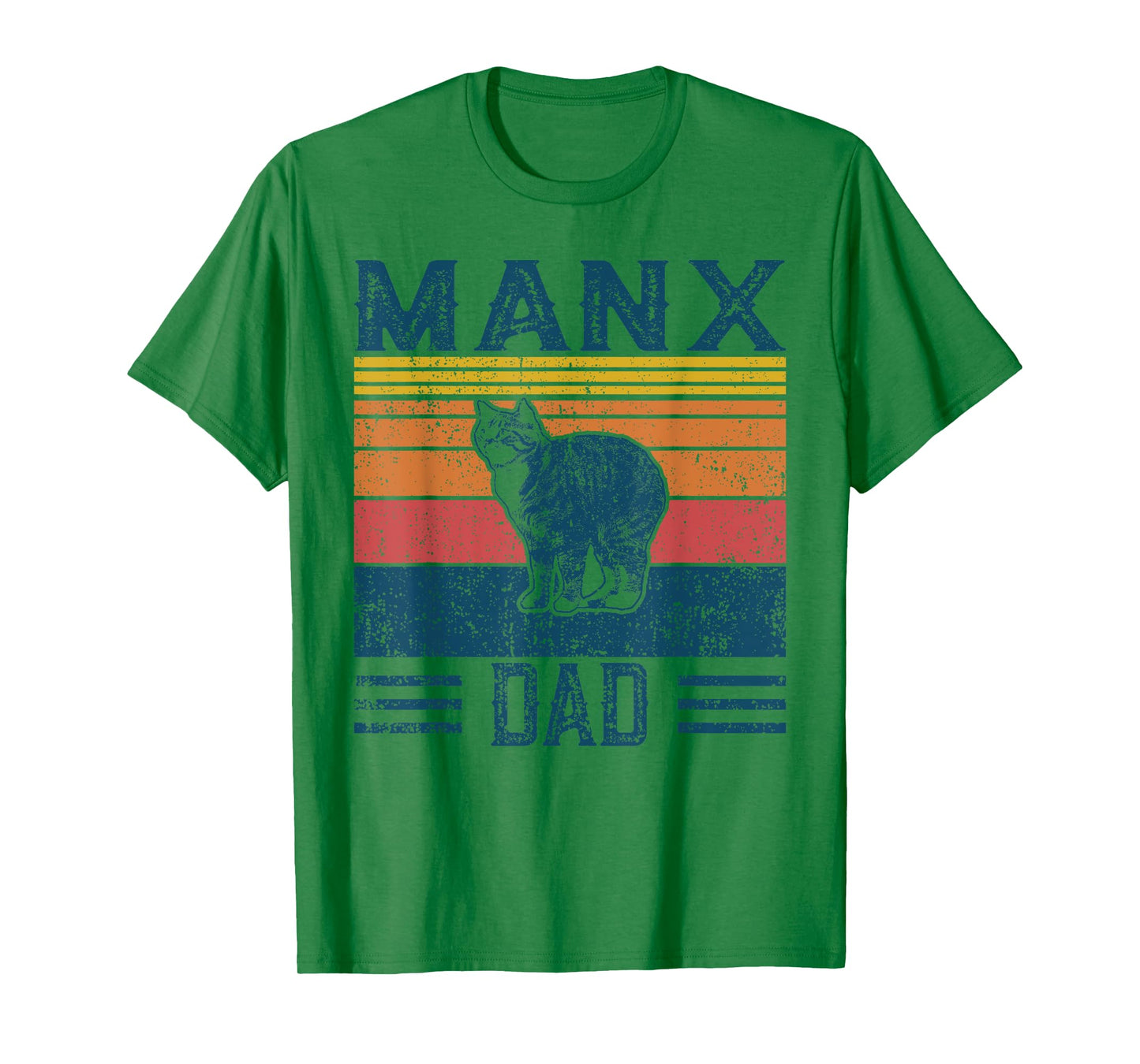 Best Cat Dad Men - Vintage Manx Cat T-Shirt