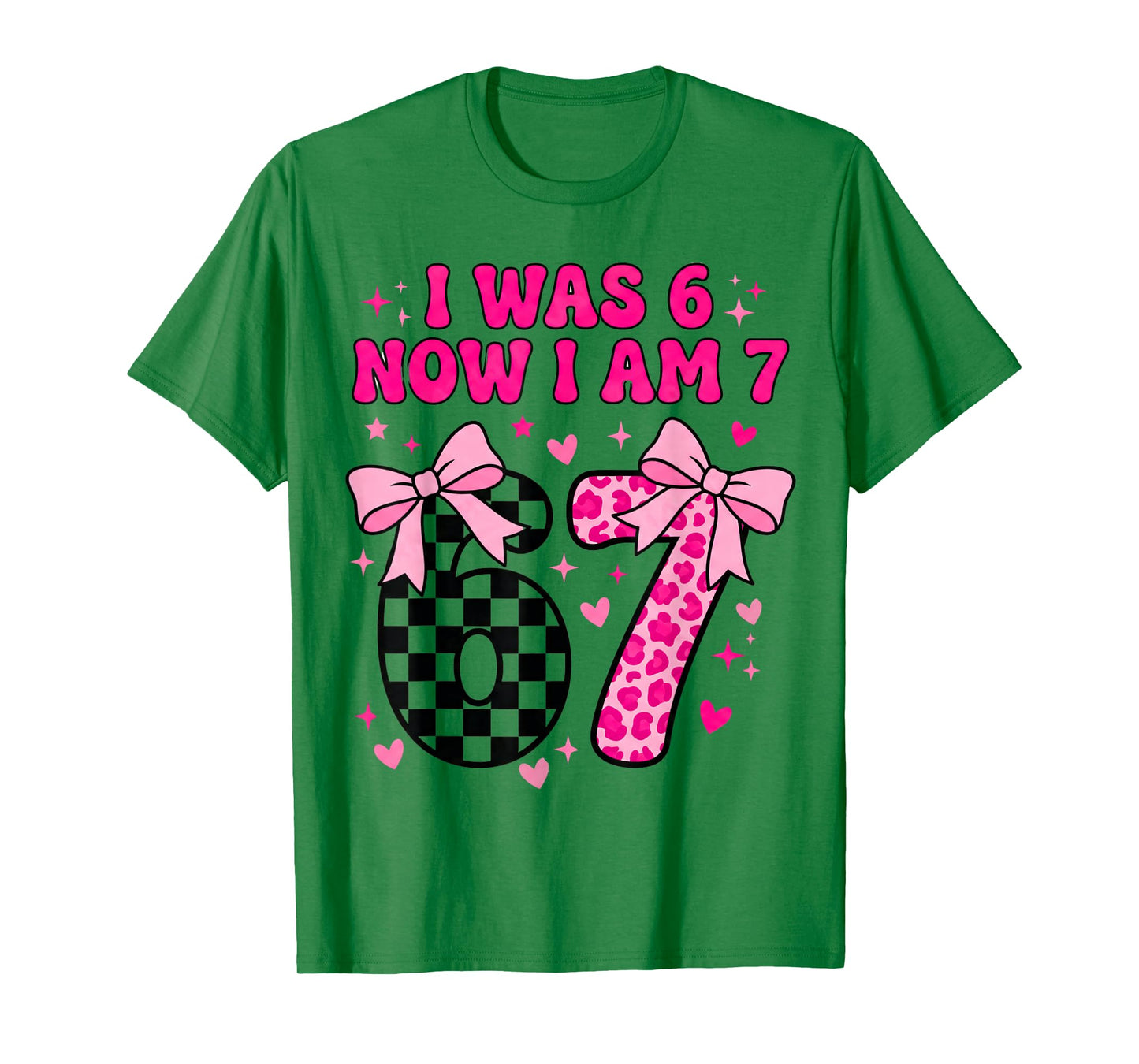 7th Birthday Girl I was Six Now I'm Seven Years Old Bday T-Shirt