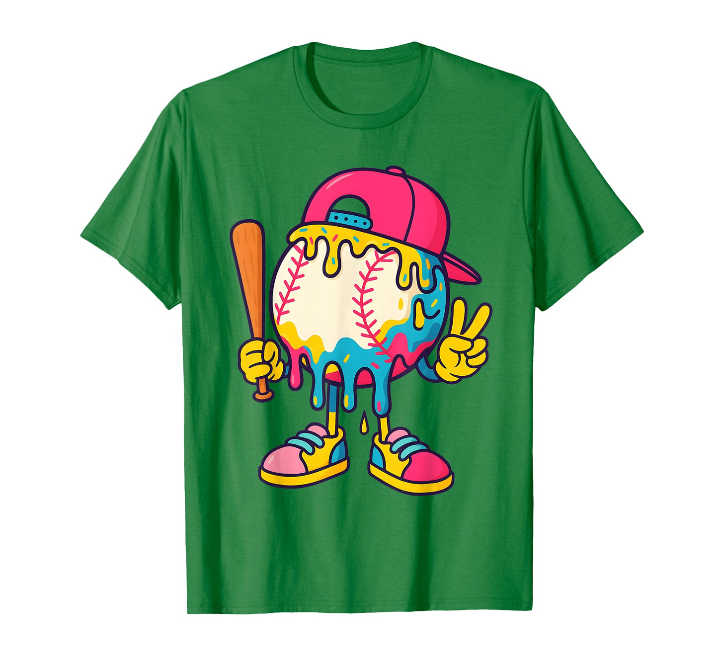 Baseball Ice Cream Drip Youth Back To school Baseball Stuff T-Shirt