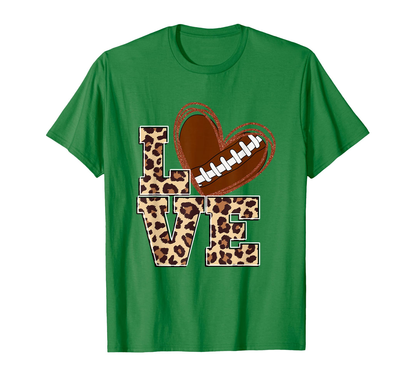 I Love Football Leopard Game Day Vibes Football Lover T-Shirt