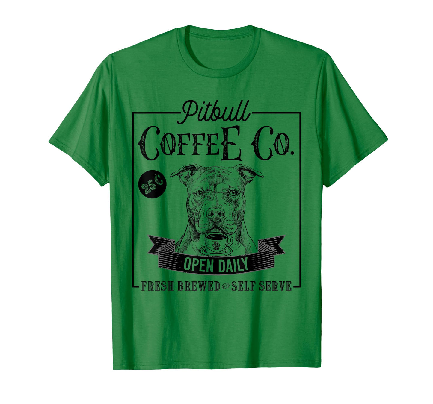 Retro Pit Bull Coffee Funny Dog Pittie Mom Coffee Lover Men Women Girls Kids T-Shirt