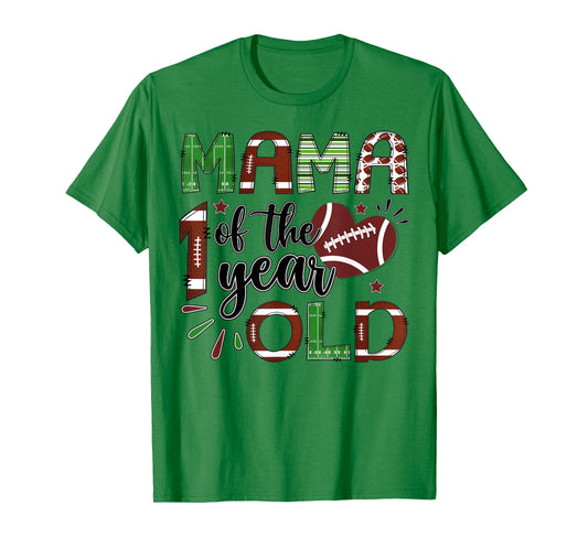 Mama of The 1 Year Old Football 1st Birthday Boy Matching T-Shirt