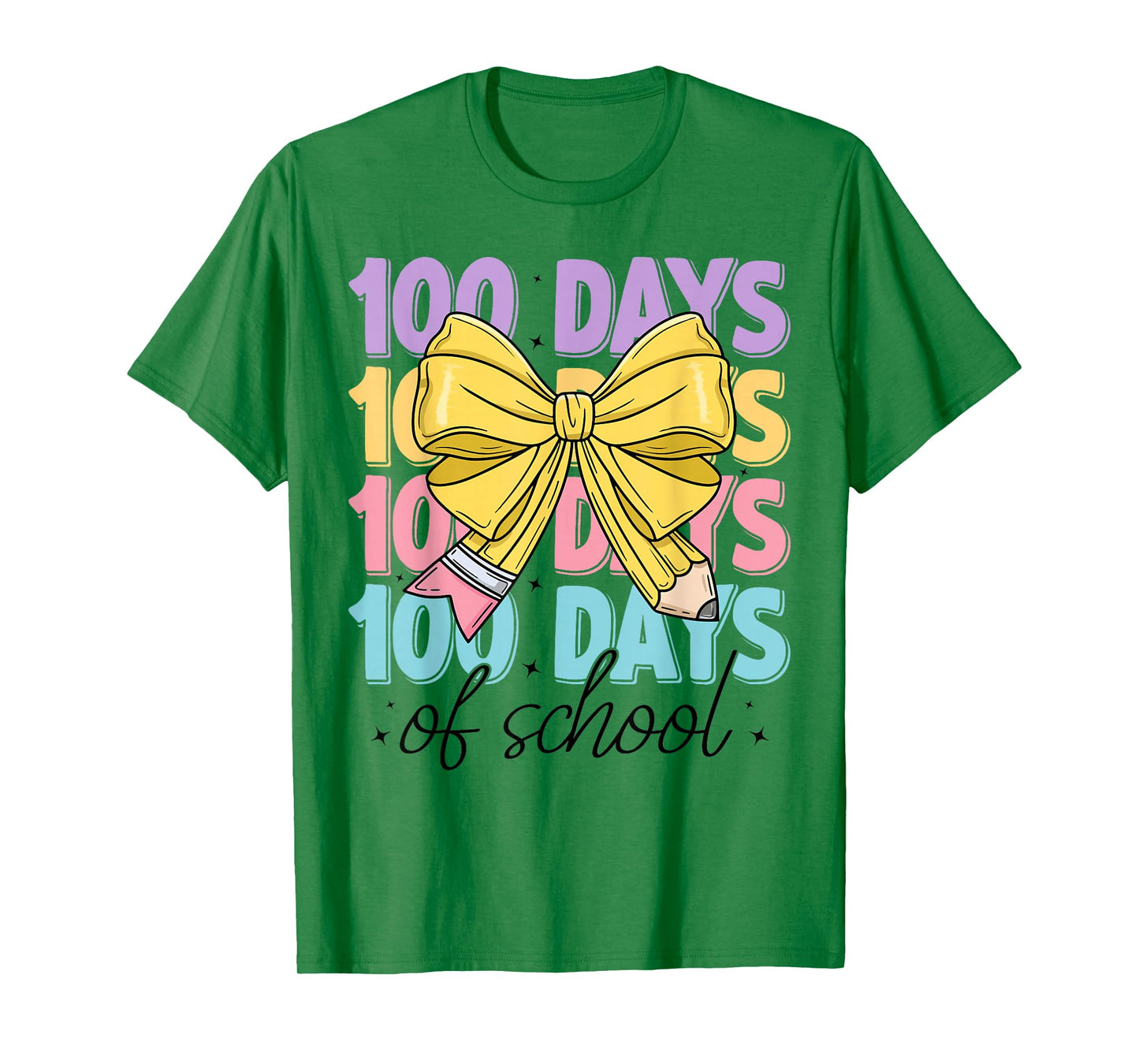100 Days of School Girls Coquette Bow 100th Day of School T-Shirt